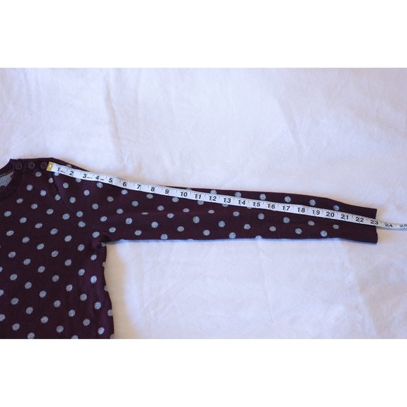 LOFT Maroon Polka-Dot Crew Neck Wool Sweater, S - Picture 4 of 6